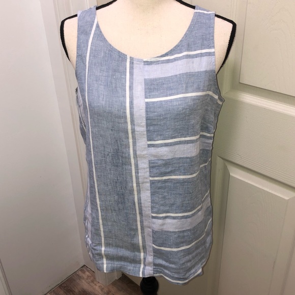 Ellen Tracy linen sleeveless striped blouse Size S - Picture 2 of 6